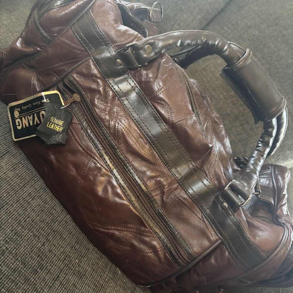 NWT leather patchwork duffle